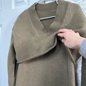 Women’s 2-Piece Knit Sweater Dress Set V-Neck Olive Long Dress